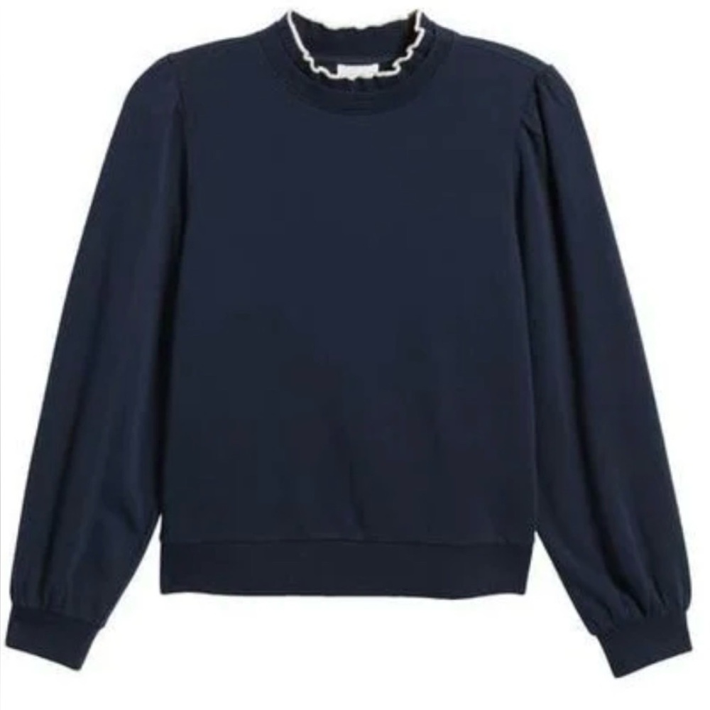 Caslon Navy Sweatshirt ruffle neck - Picture 2 of 5